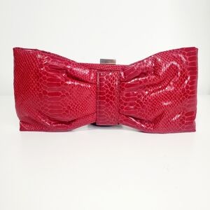 Aldo Red Bow-Accent Snakeskin Print Clutch